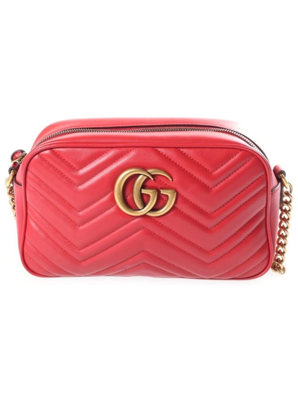 Gucci GG Marmont Chain Shoulder Bag Leather Red